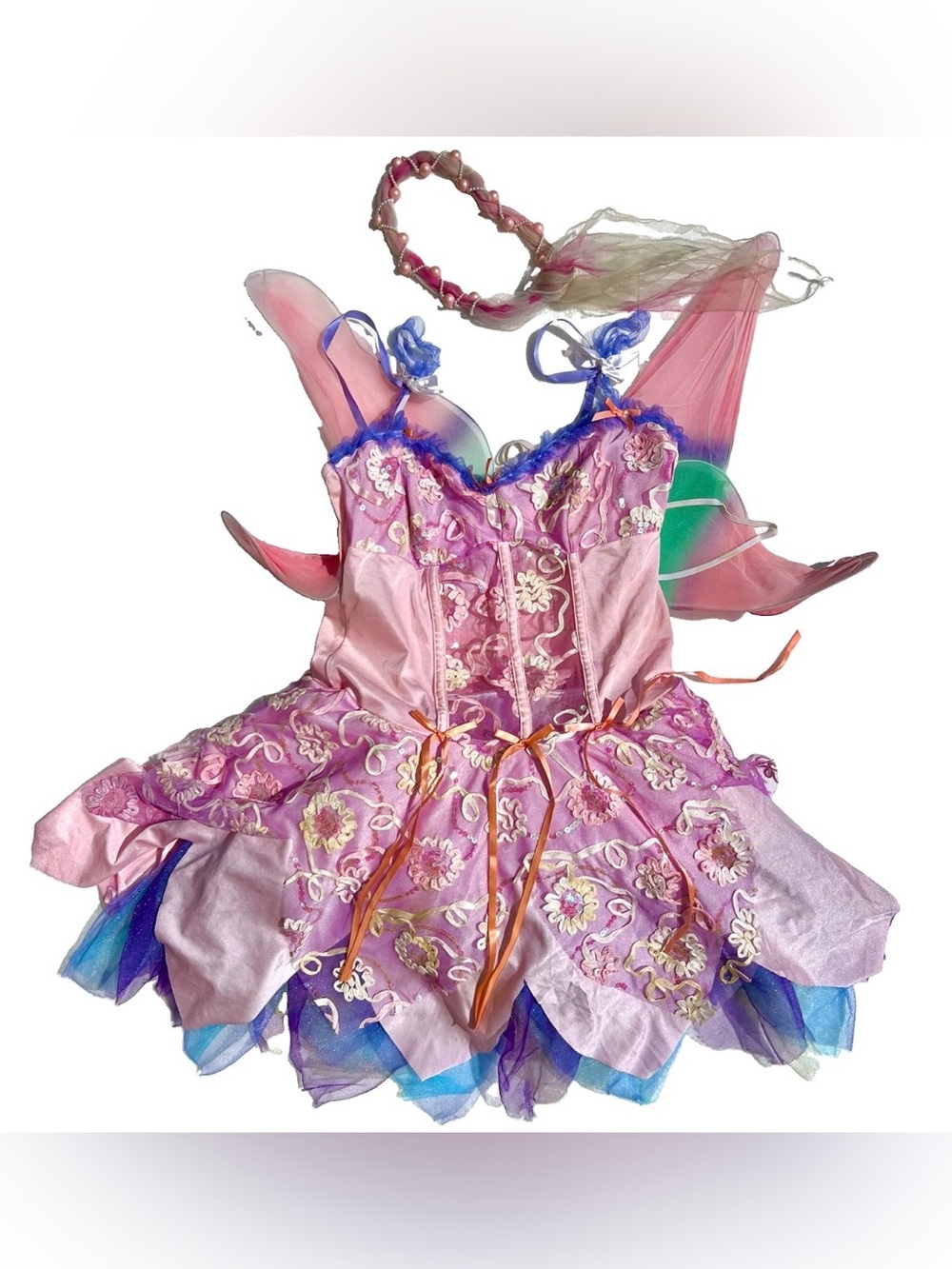 Fairy Costume Dress with Wings and Headband Cosplay Medium